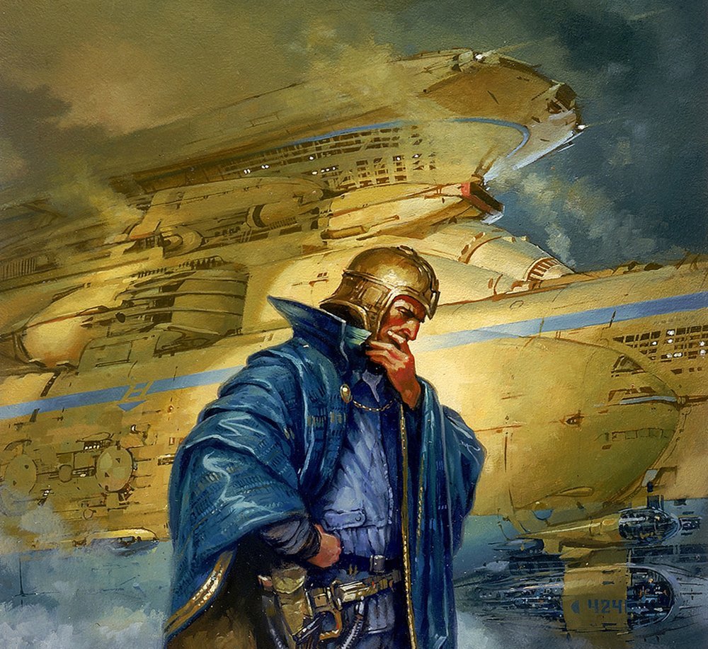 painting of a starship captain pondering his next move